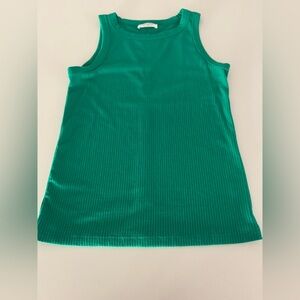 Zenana Ribbed Tank Green